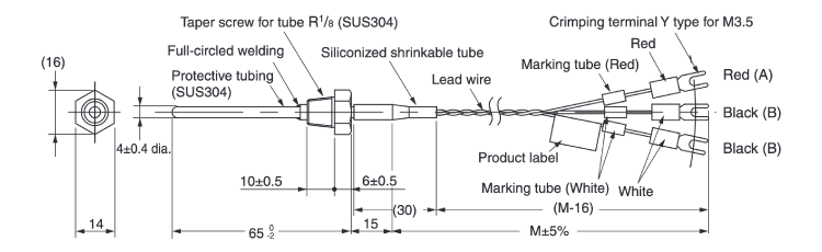 Temperature sensor (low-cost type) [E52] Model E52-P6DY outline drawing