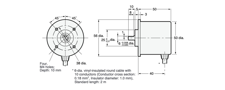 Rotary Encoder Absolute Type General-Purpose Type [E6CP-A] Model E6CP-AG3C/AG5C External Dimensions