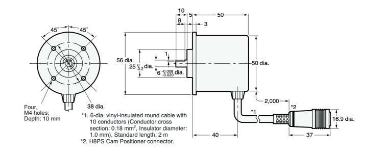 Rotary Encoder Absolute Type General-Purpose Type [E6CP-A] E6CP-AG5C-C Outline Drawing