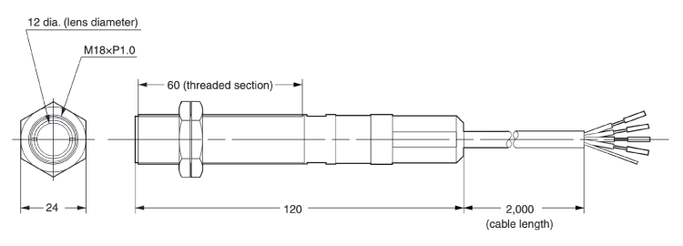 Non-contact temperature sensor ES1 Model ES1C outline drawing