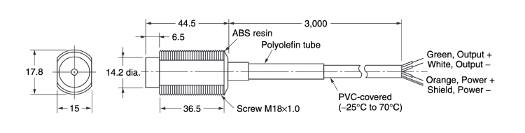 Non-contact temperature sensor ES1 Model ES1B outline drawing