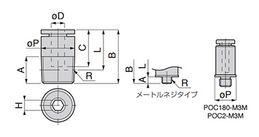 Dimensional drawing of Mini Type POC