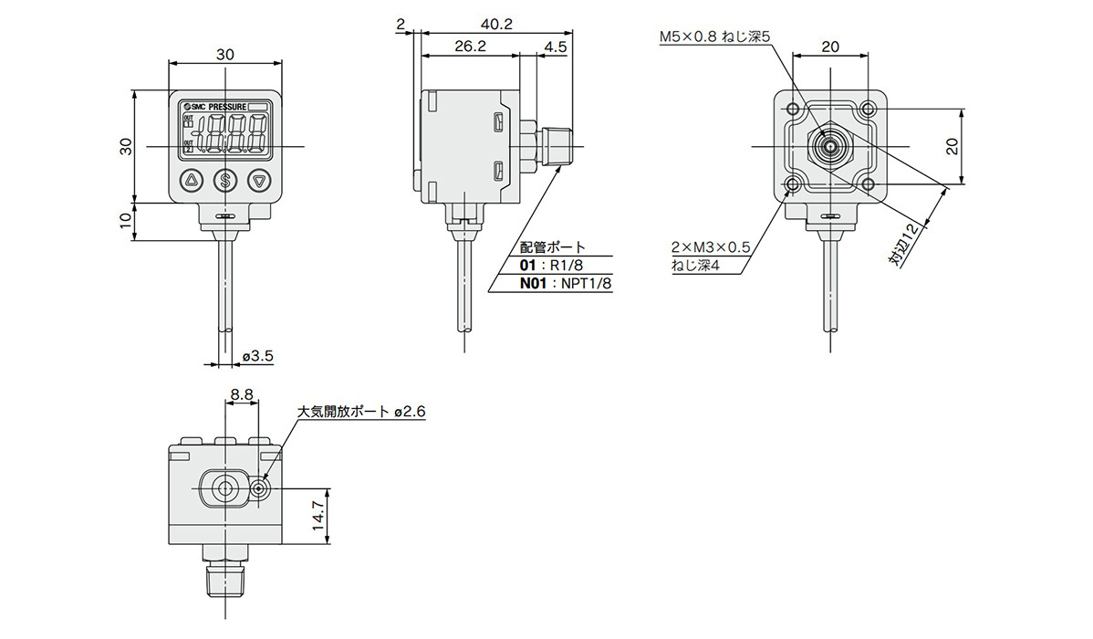 2Color Display HighPrecision Digital Pressure Switch ZSE40A(F)/ISE40A