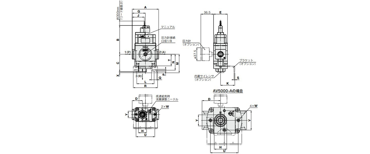 Grommet: AV□00-□-□G□□-□-A: dimensional drawing