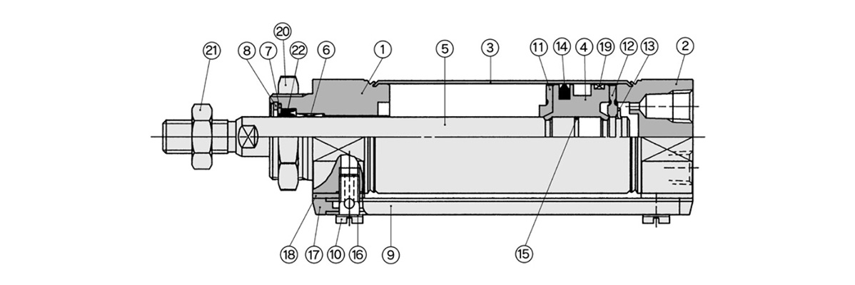 Diagram: CM2□P Series Centralized Piping Type, Double Acting, Single Rod