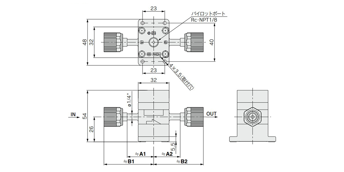 SRF10 with nut dimensional drawing