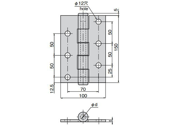 B-801-1/B-801-2 without hole / B-801-11/B-802-11 with hole dimensional drawing