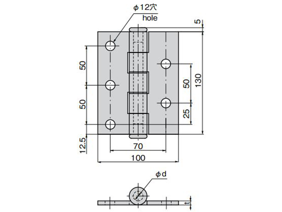 B-801-2/B-802-2 without hole / B-801-12/B-802-12 with hole dimensional drawing
