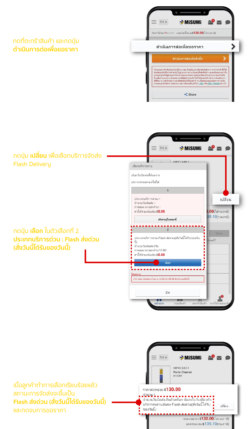 วิธีเลือกใช้บริการ Flash Delivery ในขั้นตอนการขอราคา