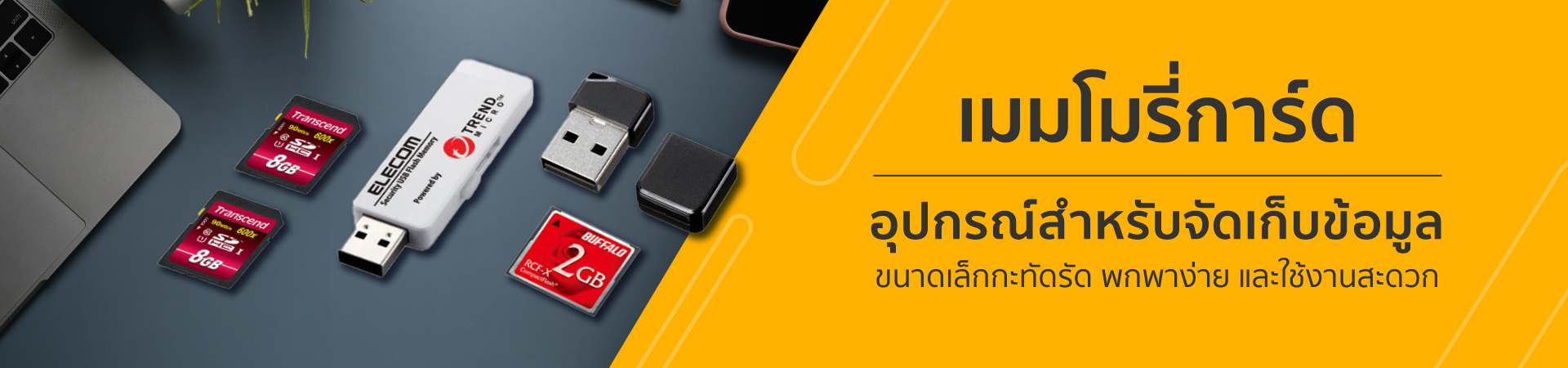 เมมโมรี่การ์ด และ แฟลชไดรฟ์สำหรับเก็บข้อมูล