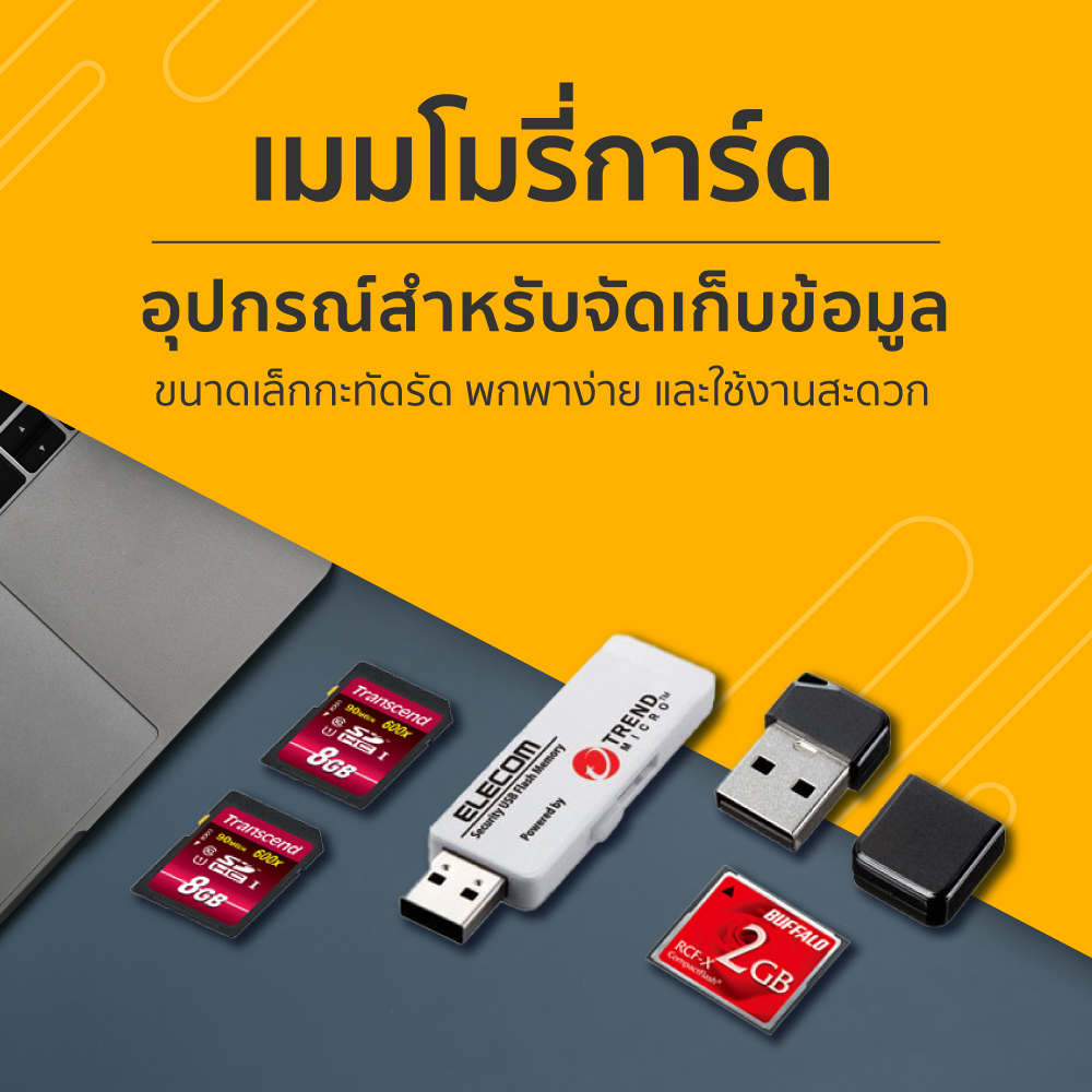 เมมโมรี่การ์ด และ แฟลชไดรฟ์สำหรับเก็บข้อมูล