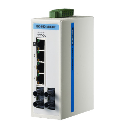 4FE + 2FE ST Multi-Mode Unmanaged Ethernet Switch For Industrial Use, Wide Temperature