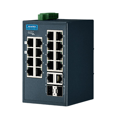 16FE + 2G Combo Entry Managed Ethernet Switch For Industrial Use, Modbus/TCP, Wide Temperature