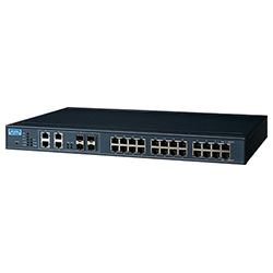 24GE PoE + 4G Combo Managed Ethernet Switch For Industrial Use, Wide Temperature