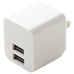 AC Charger For Smartphone/Tablet / 2.4 A Output / 2 USB Ports / With Automatic Detection Function / White