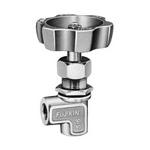 Stainless Steel Angle Type Needle Stop Valve with 2.94 MPa Screw-In Panel Nut