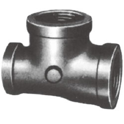 Screw-In Malleable Cast Iron Pipe Fitting, Reducing Tee with Collar (Only Through Side Is Small)