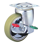 Heavy Class 100HB-PAs Truck Type PA Polyurethane Wheel (Packing Caster) with Roller Bearings and Stopper for Heavy Loads