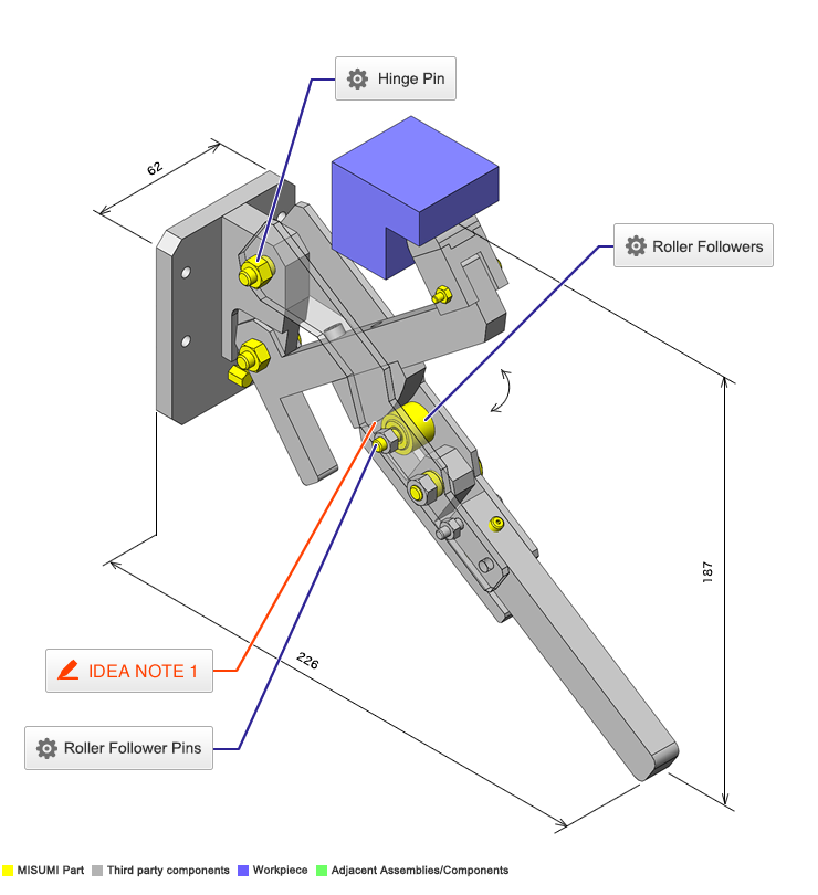 No.000158 Clamp that Utilizes Cam Followers inCAD Library MISUMI