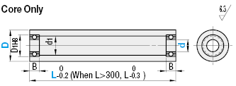 ลูกกลิ้งกลวง - มีตลับลูกปืน (L = 100 ~ 500) - เฉพาะแกน: รูปภาพที่เกี่ยวข้อง