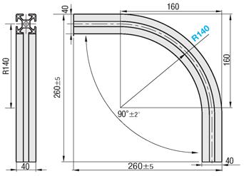 Drawing ระบุขนาดอะลูมิเนียมโปรไฟล์