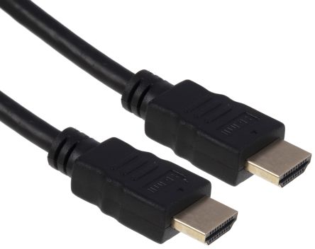 RS PRO 4K เกลียวนอก สาย HDMI เป็น สายไฟ เกลียวนอก , 2 ม., สีดำ (182-8473)