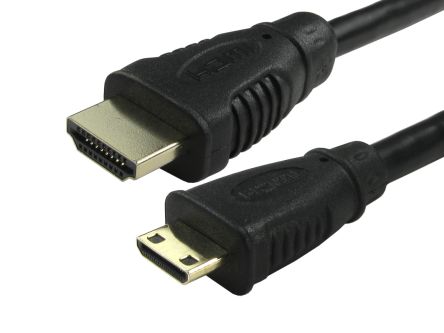 RS PRO 4K เกลียวนอก สาย HDMI เป็น สายไฟ เกลียวนอก , 2 ม., สีดำ (182-8581)