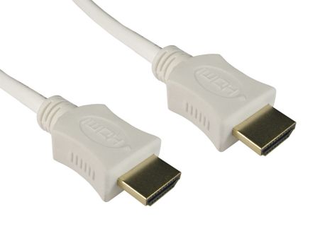 RS PRO 4K เกลียวนอก สาย HDMI to สายไฟ เกลียวนอก , 2 ม., สีขาว