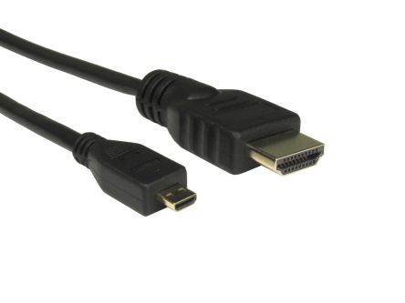 RS PRO 4K เกลียวนอก สาย HDMI to micro สายไฟ เกลียวนอก , 1.5 ม (182-8765)
