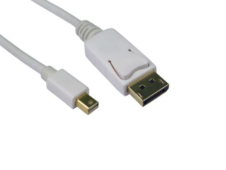 RS PRO mini DisplayPort เกลียวนอก กับ สายไฟ พอร์ตเชื่อมต่อ เกลียวนอก DisplayPort , 4K, 1 ม