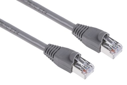 สาย สายไฟ เครือข่ายอีเธอร์เน็ต (ethernet) RS PRO Cat5e, RJ45 ถึง RJ45, แผง โล่กำบัง U/FTP, สีเทา, 10 ม.