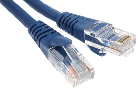 สาย สายไฟ เครือข่ายอีเธอร์เน็ต (ethernet) RS PRO Cat5e, RJ45 ถึง RJ45, แผง โล่กำบัง U/UTP, เปลือก LSZH สีน้ำเงิน 500 มม.