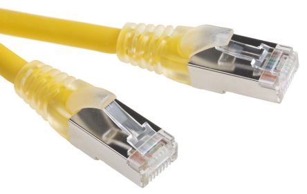 สายไฟ เครือข่ายอีเธอร์เน็ต (ethernet) RS PRO Cat6, RJ45 ถึง RJ45, แผง โล่กำบัง F/UTP, เปลือก LSZH สีเหลือง, 5 ม.