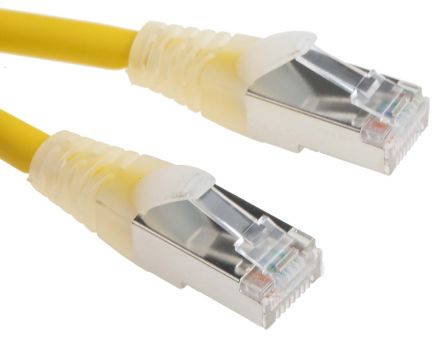 สายไฟ เครือข่ายอีเธอร์เน็ต (ethernet) RS PRO Cat6, RJ45 ถึง RJ45, แผง โล่กำบัง FTP, เปลือก LSZH สีเหลือง, 2 ม.