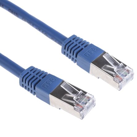 สายไฟ เครือข่ายอีเธอร์เน็ต (ethernet) RS PRO Cat6, RJ45 ถึง RJ45, แผง โล่กำบัง S/FTP, เปลือก พีวีซี สีน้ำเงิน 500 มม.