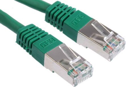 สายไฟ เครือข่ายอีเธอร์เน็ต (ethernet) RS PRO Cat6, RJ45 ถึง RJ45, แผง โล่กำบัง S/FTP, เปลือก พีวีซี สีเขียว 500 มม.