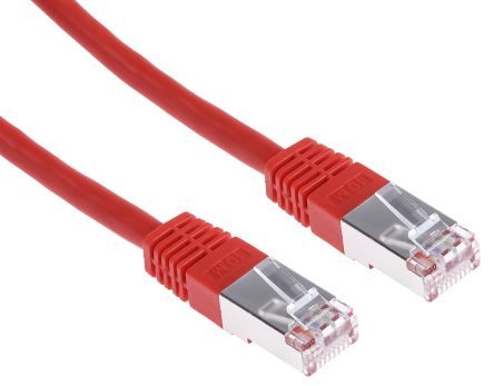สายไฟ เครือข่ายอีเธอร์เน็ต (ethernet) RS PRO Cat6, RJ45 ถึง RJ45, แผง โล่กำบัง S/FTP, เปลือก พีวีซี สีแดง, 10 ม.
