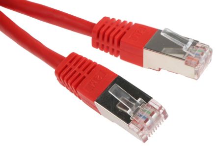 สายไฟ เครือข่ายอีเธอร์เน็ต (ethernet) RS PRO Cat6, RJ45 ถึง RJ45, แผง โล่กำบัง S/FTP, เปลือก พีวีซี สีแดง, 2 ม.