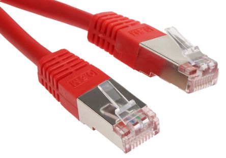 สายไฟ เครือข่ายอีเธอร์เน็ต (ethernet) RS PRO Cat6, RJ45 ถึง RJ45, แผง โล่กำบัง S/FTP, เปลือก พีวีซี สีแดง 500 มม.