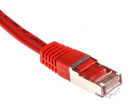 สายไฟ เครือข่ายอีเธอร์เน็ต (ethernet) RS PRO Cat6, RJ45 ถึง RJ45, แผง โล่กำบัง S/FTP, เปลือก พีวีซี สีแดง, 5 ม.
