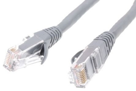 สายไฟ เครือข่ายอีเธอร์เน็ต (ethernet) RS PRO Cat6, RJ45 ถึง RJ45, แผง โล่กำบัง U/UTP, เปลือก LSZH สีเทา 500 มม.