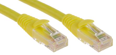 สายไฟ เครือข่ายอีเธอร์เน็ต (ethernet) RS PRO Cat6, RJ45 ถึง RJ45, แผง โล่กำบัง U/UTP, เปลือก LSZH สีเหลือง, 5 ม.