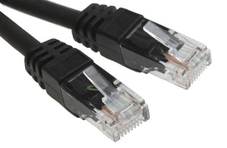 สายไฟ เครือข่ายอีเธอร์เน็ต (ethernet) RS PRO Cat6, RJ45 ถึง RJ45, แผง โล่กำบัง UTP, เปลือก LSZH สีดำ, 30 ม.