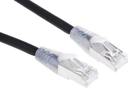 สายไฟ เครือข่ายอีเธอร์เน็ต (ethernet) RS PRO Cat6a, RJ45 ถึง RJ45, แผง โล่กำบัง S/FTP, เปลือก LSZH สีดำ, 500 มม.