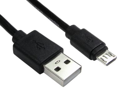 RS PRO เกลียวนอก สาย USB A ถึง micro USB B เกลียวนอก , สายไฟ 2.0, 5 ม