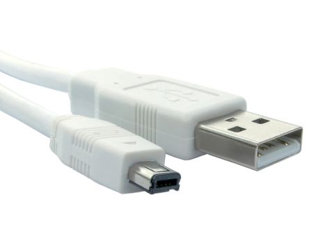 RS PRO เกลียวนอก สาย USB A ถึง mini USB A เกลียวนอก , สายไฟ 2.0, 800 มม