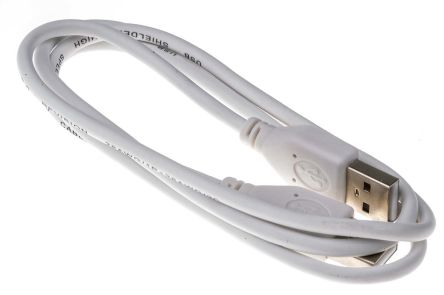 สาย RS PRO เกลียวนอก USB A ถึง สายไฟ A เกลียวนอก , USB 2.0, 1 ม., เปลือก สีขาว