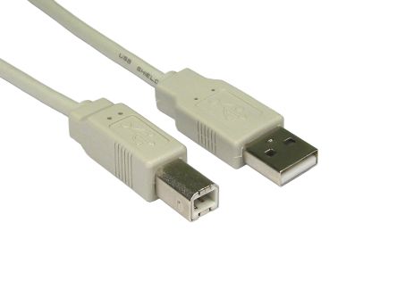 RS PRO เกลียวนอก สาย USB A ถึง USB B เกลียวนอก , สายไฟ 2.0, 1.8 ม
