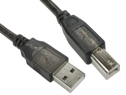 RS PRO เกลียวนอก สาย USB A ถึง USB B เกลียวนอก , สายไฟ 2.0, 10 ม