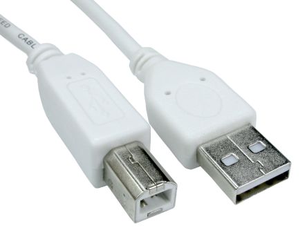 RS PRO เกลียวนอก สาย USB A ถึง USB B เกลียวนอก , สายไฟ 2.0, 800 มม
